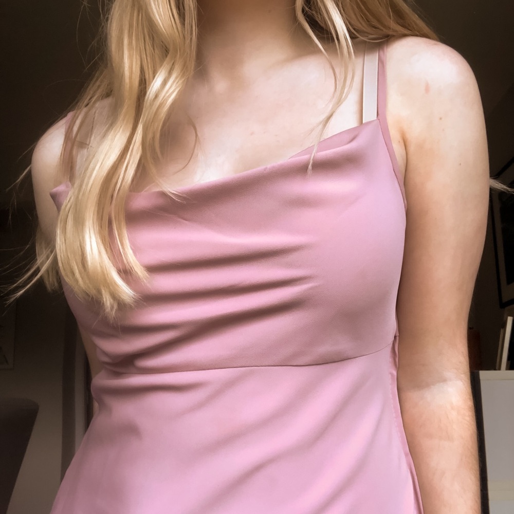 Pink cowl neck dress